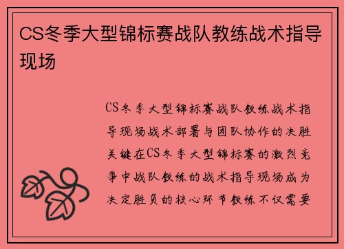 CS冬季大型锦标赛战队教练战术指导现场